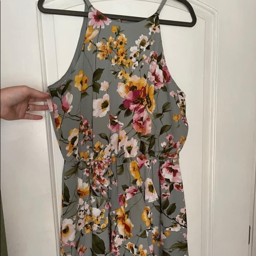 Floral high neckline dress